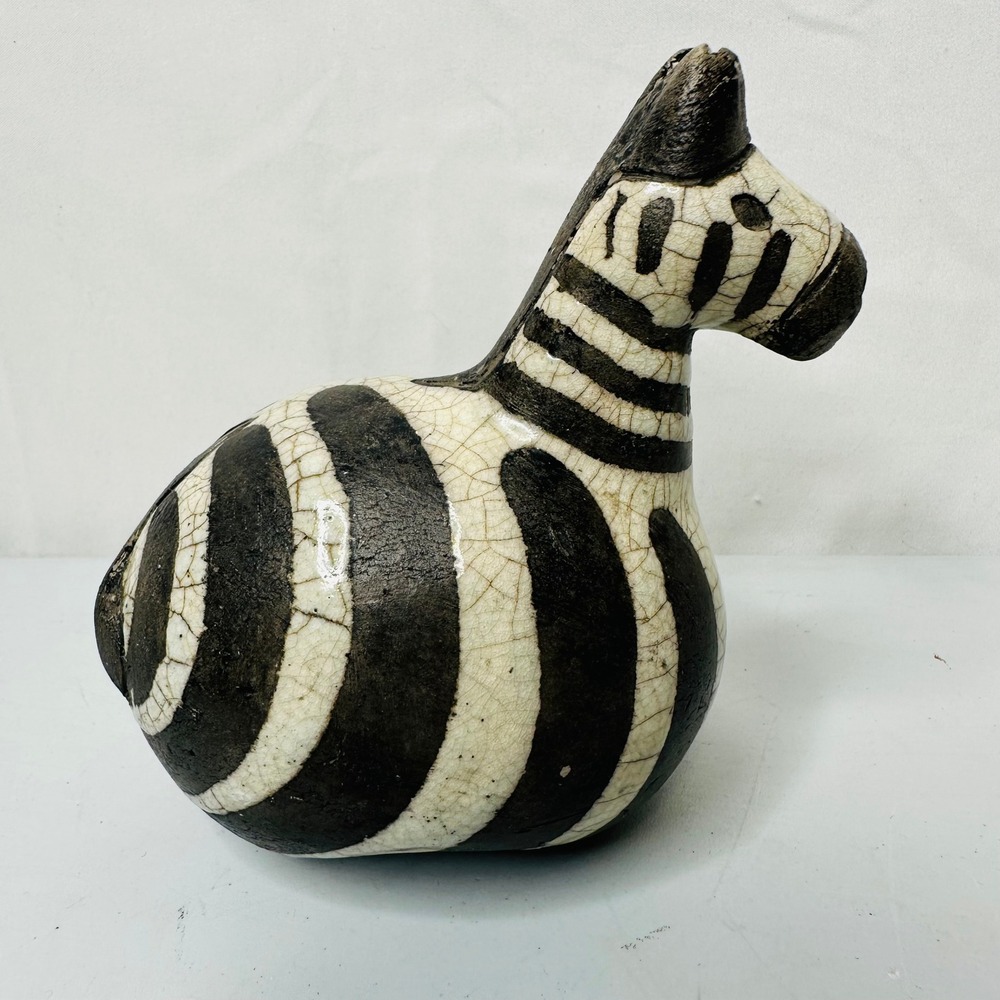Studio Pottery Zebra Figurine Crackle Glaze Hand Painted Signed Art Piece - Picture 4 of 7